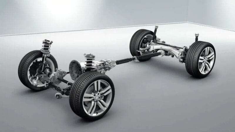 Illustration showing a car's suspension